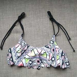 Victoria's Secret PINK Ruffle Bikini Geometric Tie Top S